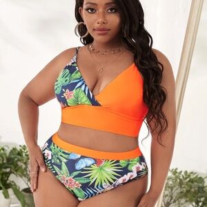 New Shein Tropical Print Bikini Set